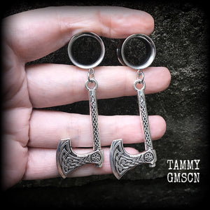 Viking axe tunnel earrings