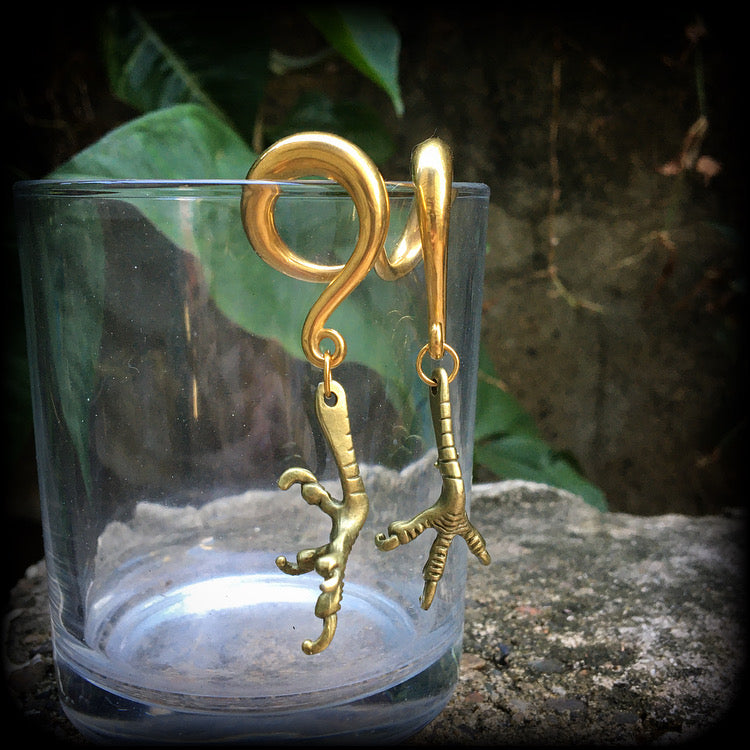 Bronze harpy claws gauged earrings