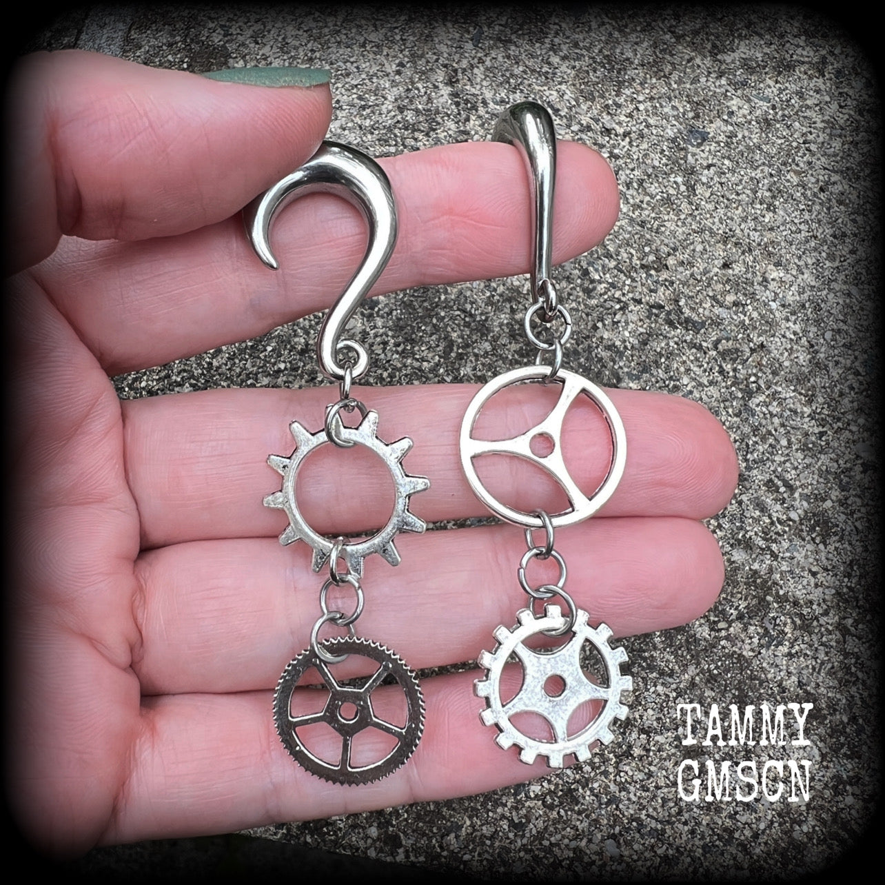 Cog earrings-Steampunk gauged earrings