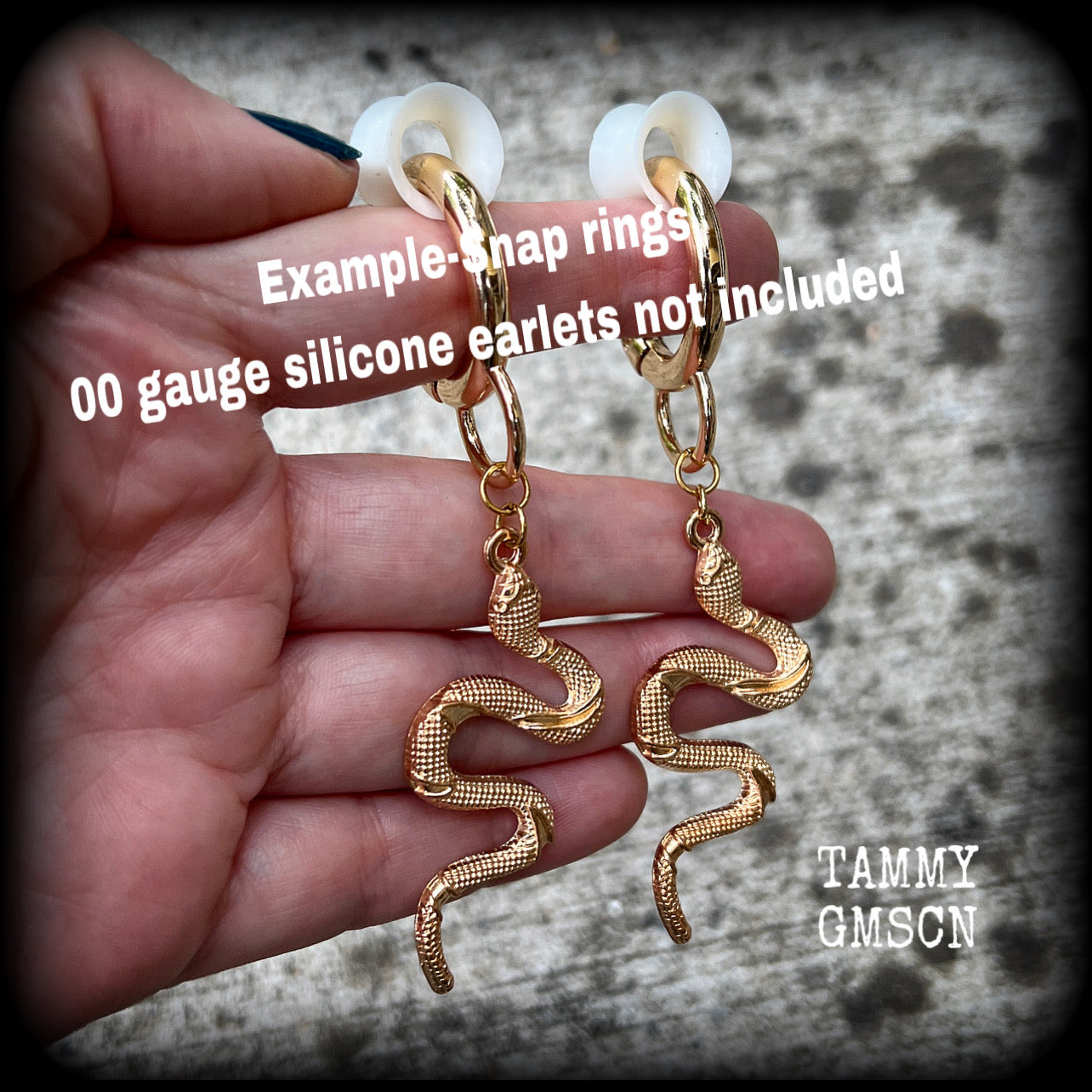 Snake tunnel hoops-Snake snap ring earrings