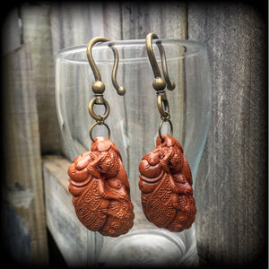 Cicada earrings-Carved wood ear hangers