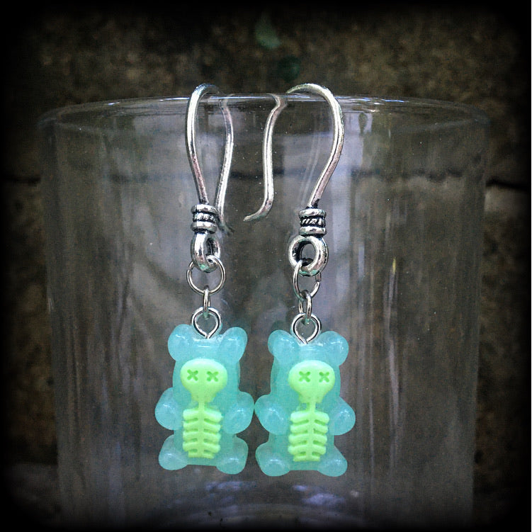 Ear hangers Gummy bears Halloween Candy Halloween earrings Halloween ear hangers Skeleton earrings