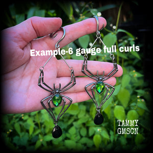 Oversized spider earrings-Insect gauged earrings