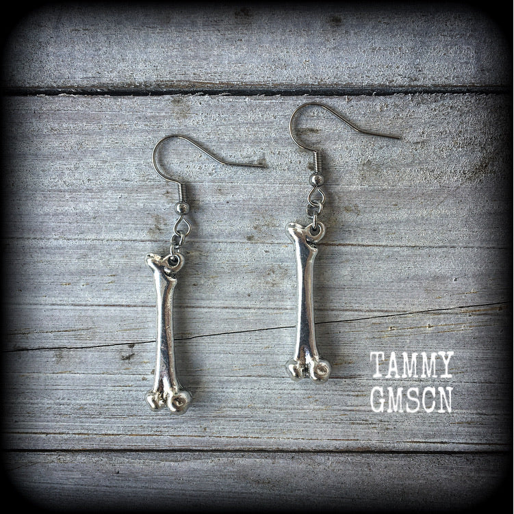 Leg bone earrings-Halloween earrings