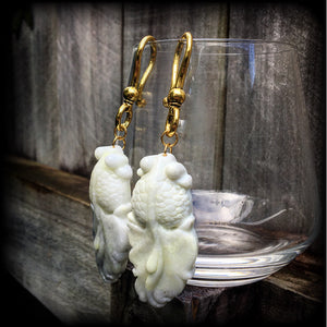 White jade koi fish ear hangers