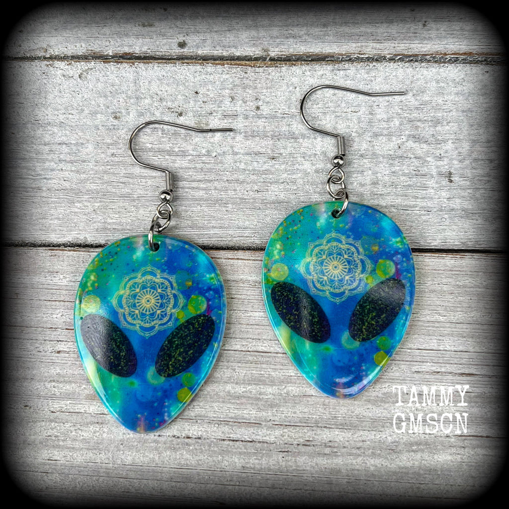 Psychedelic alien earrings