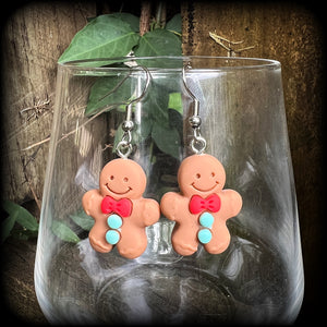 Gingerbread man earrings-Yule earrings