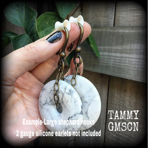 Howlite and antique bronze earrings