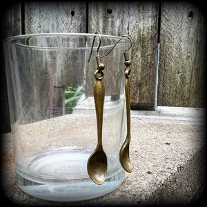 Antique bronze teaspoon earrings