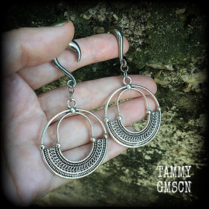 Goddess Ishtar gauged earrings-Tribal ear weights