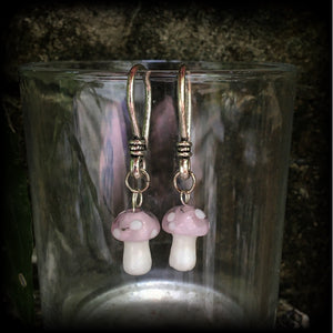 Purple mushroom earrings-Ear hangers