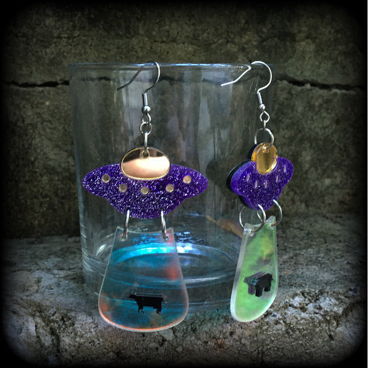 UFO earrings-Alien abduction earrings