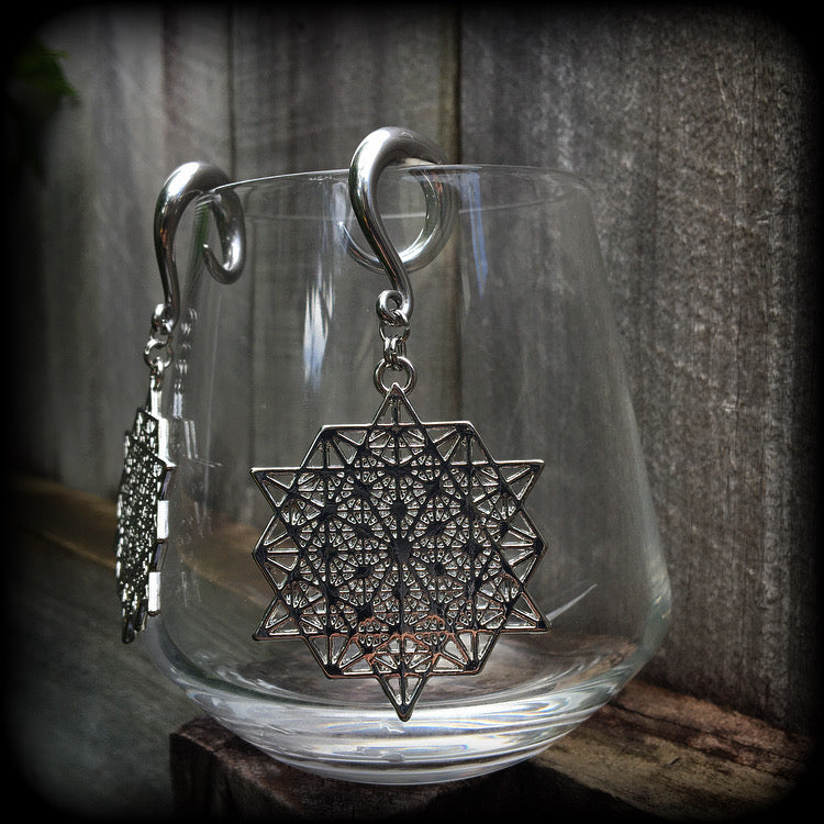 Metatrons cube gauged earrings