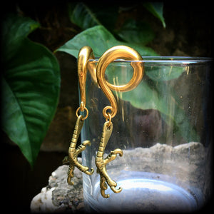 Bronze harpy claws gauged earrings