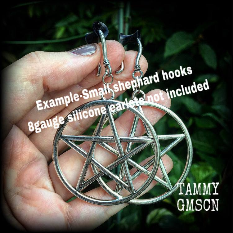 Pentagram tunnel friendly earrings