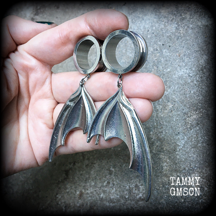 Bat tunnel earrings 