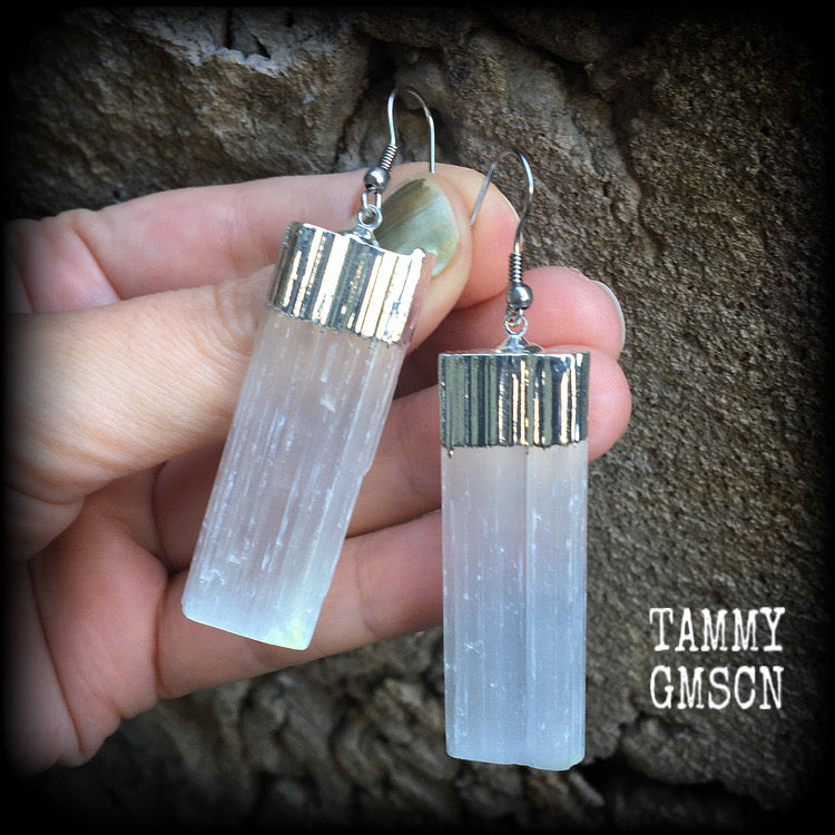 Selenite earrings-Goddess earrings