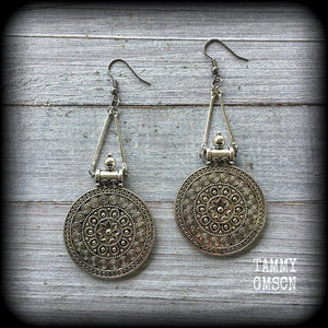 Artemis shield maiden earrings-Mandala earrings