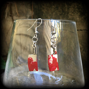 Bloodied meat cleaver earrings-Halloween earrings