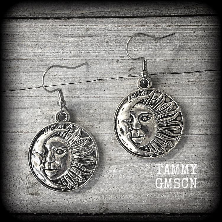 Esoteric sun and moon earrings