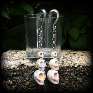 Skull ear weights-Halloween gauged earrings