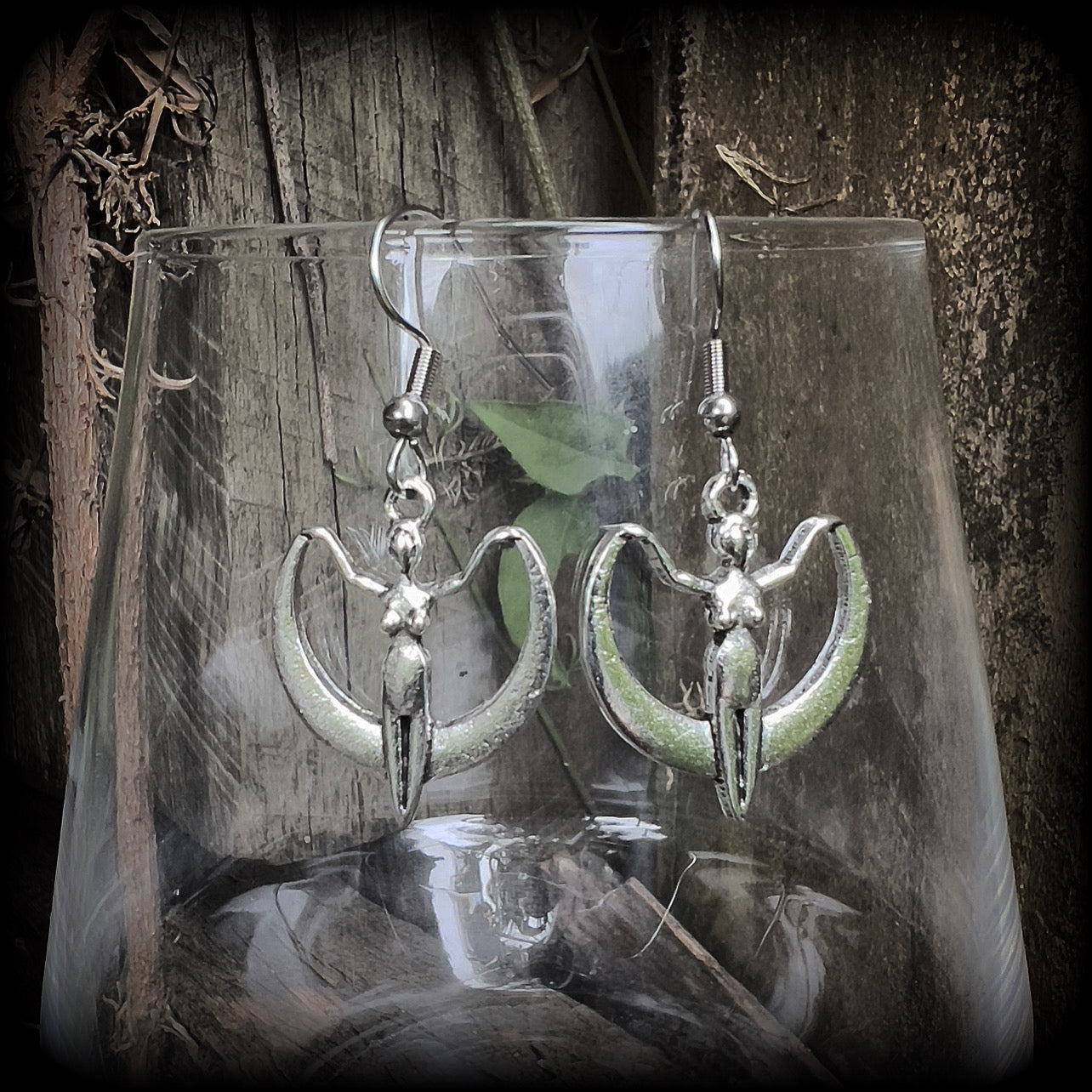 Moon goddess earrings Coven jewelry Witchy jewelry Occult earrings Esoteric earrings 
