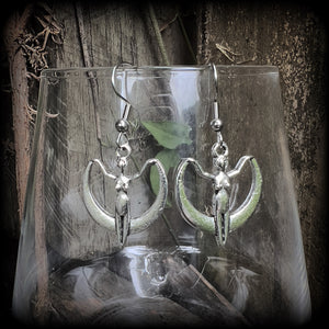Moon goddess earrings Coven jewelry Witchy jewelry Occult earrings Esoteric earrings 