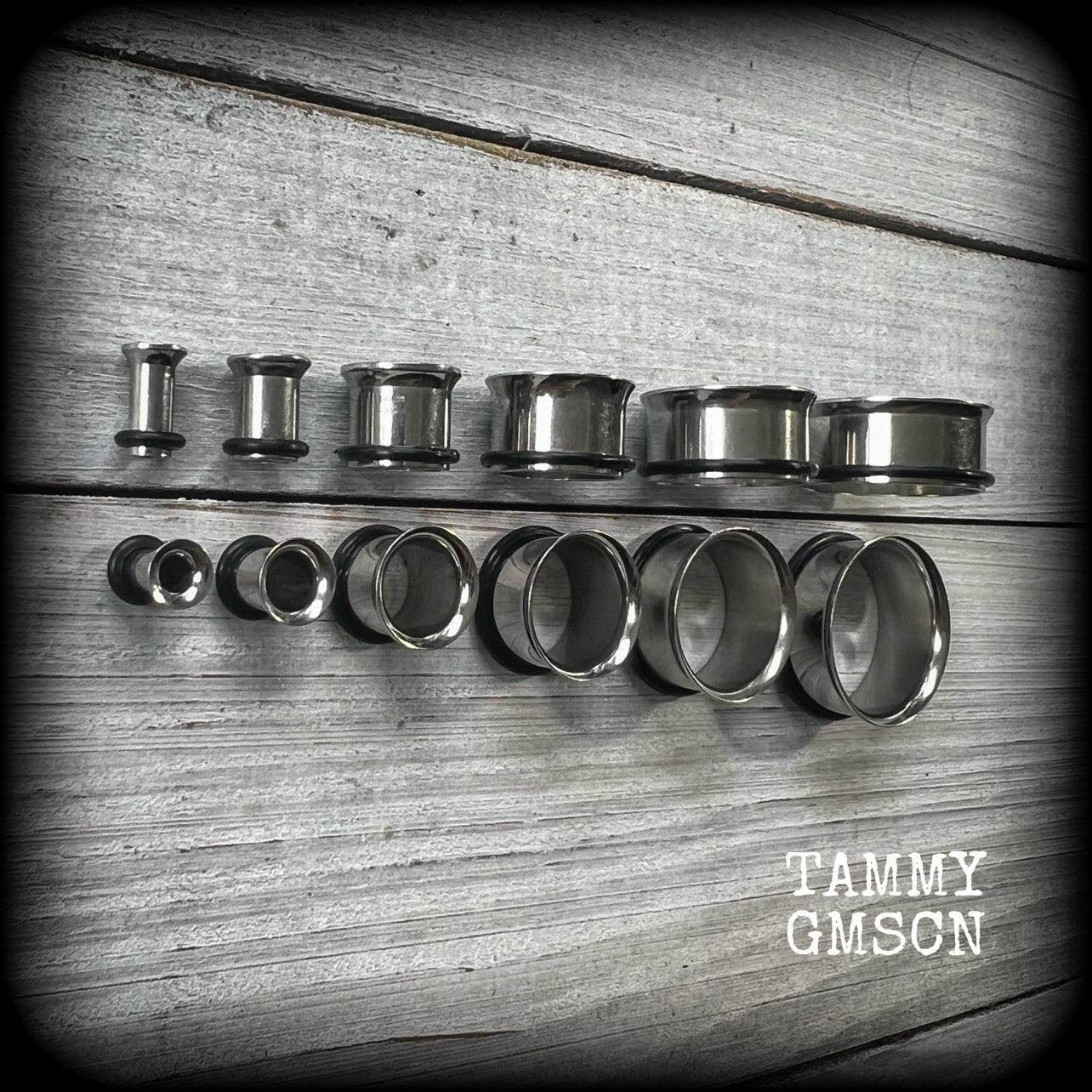 -4mm-6 gauge tunnels
-5mm-4 gauge tunnels
-6mm-2 gauge tunnels
-8mm-0 gauge tunnels
-10mm-00 gauge tunnels
-12mm-1/2" tunnels
-14mm-9/16" tunnels
-16mm-5/8" tunnels
-18mm-11/16" tunnels
-20mm-13/16" tunnels
-22mm-7/8" tunnels
-25mm-1" tunnels