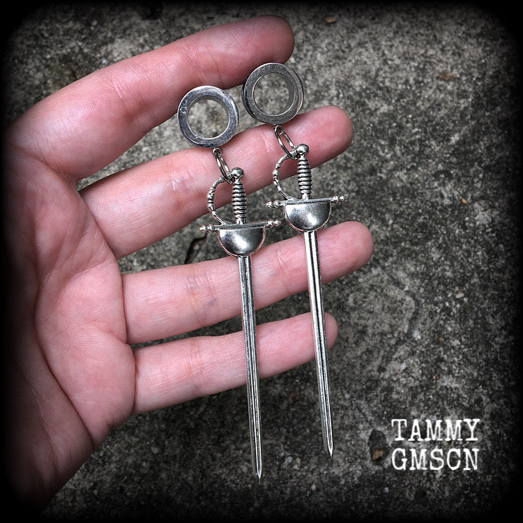 Ace of swords tunnel earrings