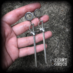 Ace of swords tunnel earrings