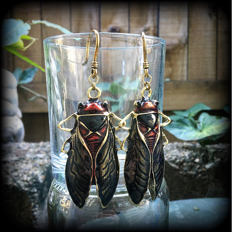 Cicada earrings-Locust ear hangers