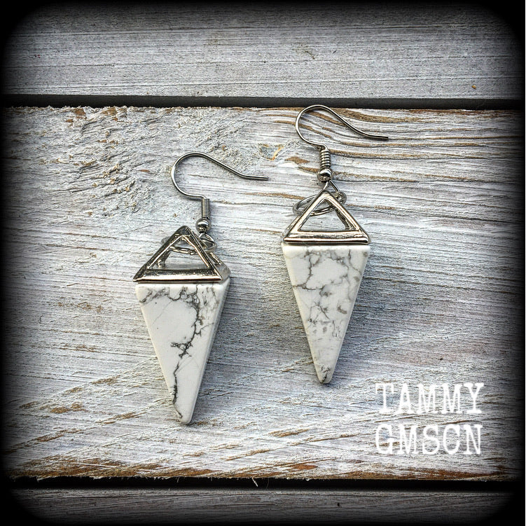 White howlite boho earrings