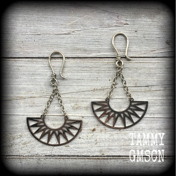 Tribal sun earrings-Goddess Ishtar ear hangers