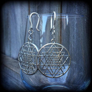 Sri Yantra earrings-Geometric earrings