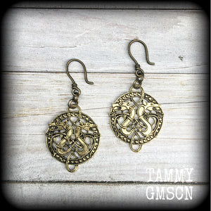 Celtic dragon earrings-Double dragon earrings