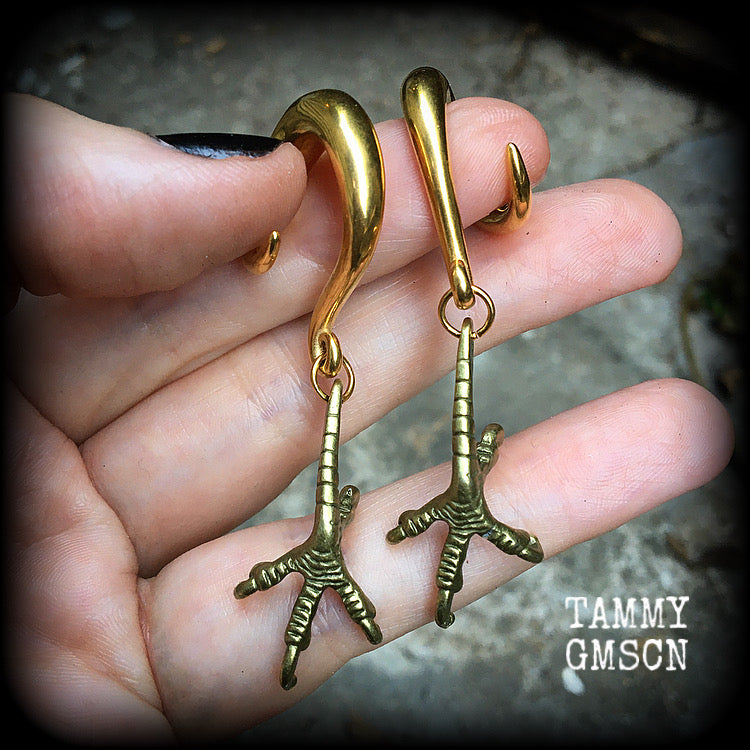 Bronze harpy claws gauged earrings