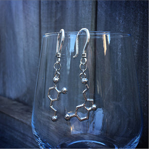 Molecule earrings Dopamine and serotonin earrings 8 gauge earrings 8 gauge ear hangers Chemistry Biology Chemical reactions Lab geek jewelry Science fiction Sci Fi jewelry Molecules Molecule jewelry Serotonin molecule earrings Dopamine molecule earrings
