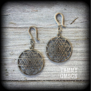 Sri Yantra earrings-Geometric earrings