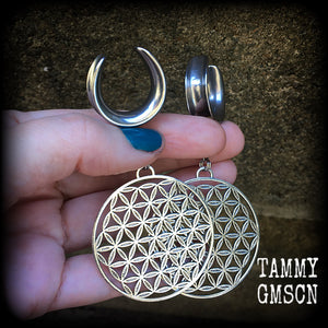 Flower of life gauged earrings-Sacred geometry