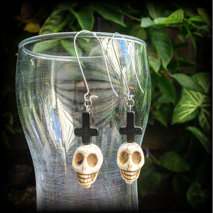 Baron Samedi earrings-Skull and cross earrings