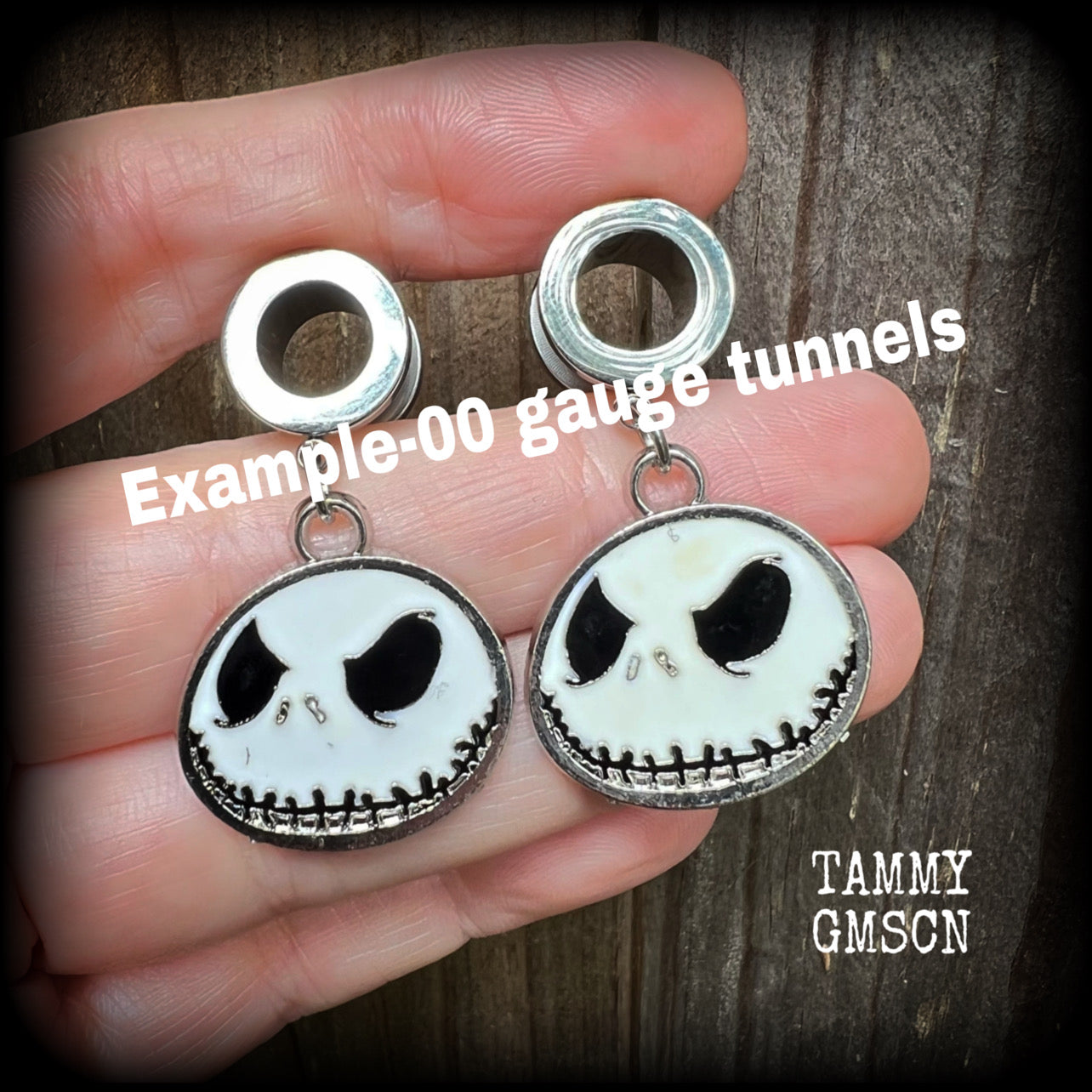 Jack Skellington tunnel earrings-Halloween earrings