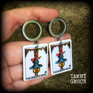 The Hanged Man-Tarot card tunnel earrings