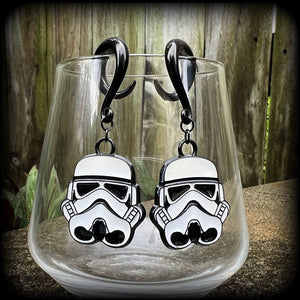 Storm trooper gauged earrings