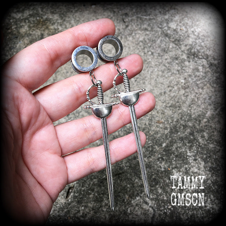 Ace of swords tunnel earrings