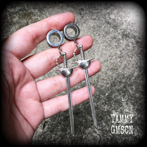 Ace of swords tunnel earrings
