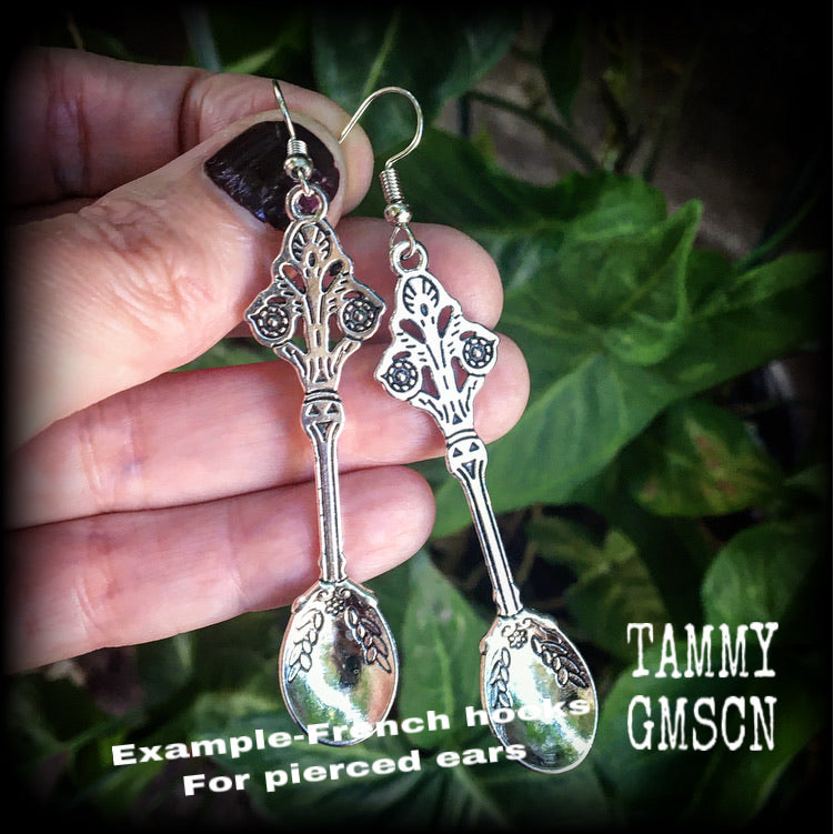 Silver spoon earrings-Teaspoon earrings