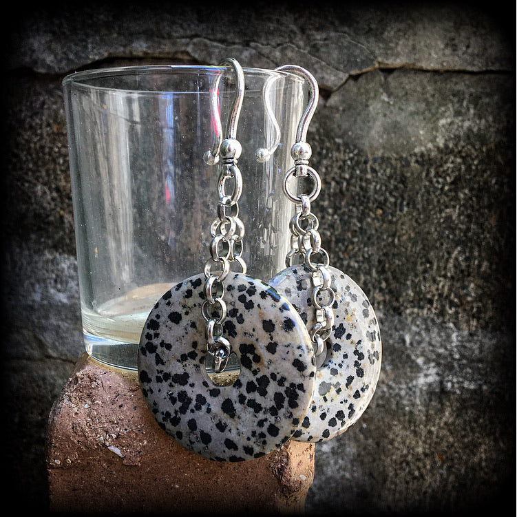 Dalmatian Jasper earrings-Ear hangers