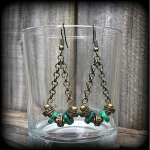 Malachite and antique bronze sea witch earrings