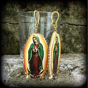 Catholic earrings Catholic jewelery Religious jewellery Virgin Mary jewelry Voodoo earrings Voodoo jewellery Earrings for pierced ears and stretched lobes
