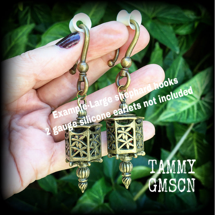 Bronze lantern earrings-Ear hangers